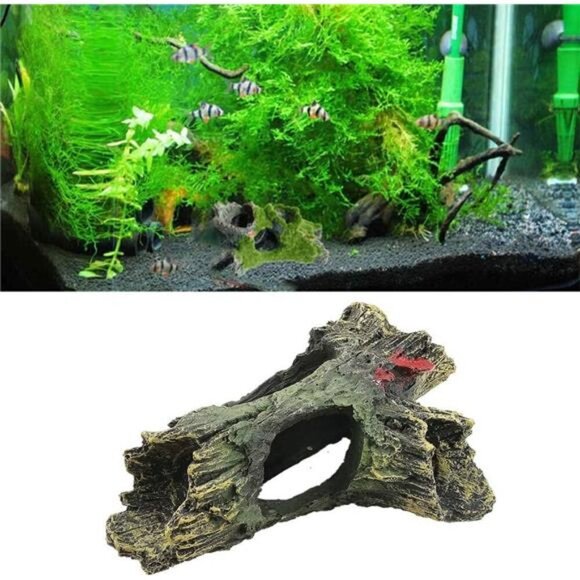 2 PCS Decaying Trunk Aquarium Betta Fish Ornament Driftwood Resin Crafts - Picture 3 of 6